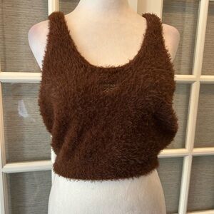 Reebok Brown Fuzzy Cropped Tank Top